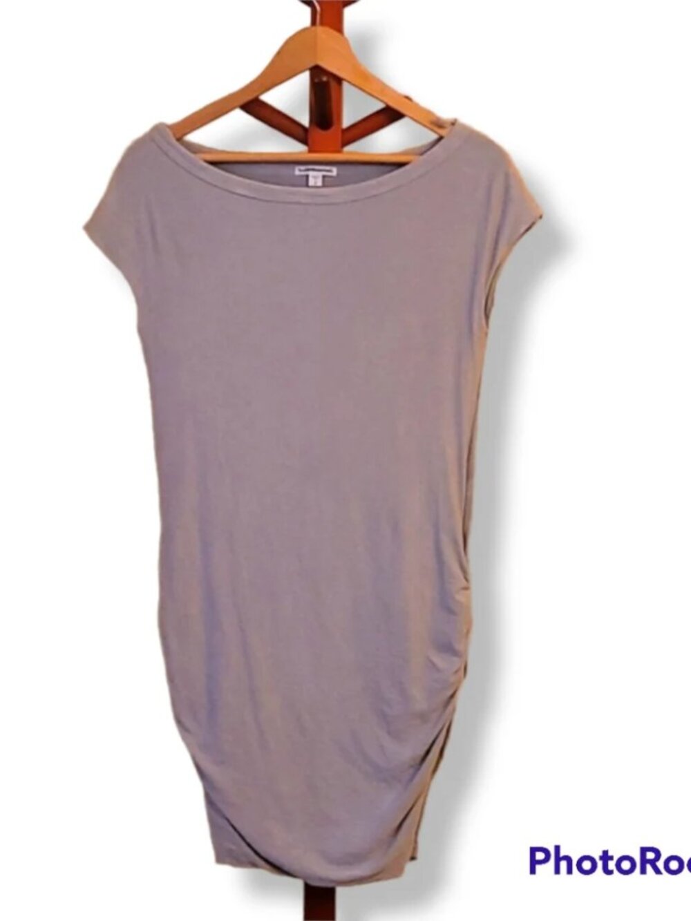 Pre-Loved James Perse Standard Gray Ruched T-shirt Dress in Size Medium